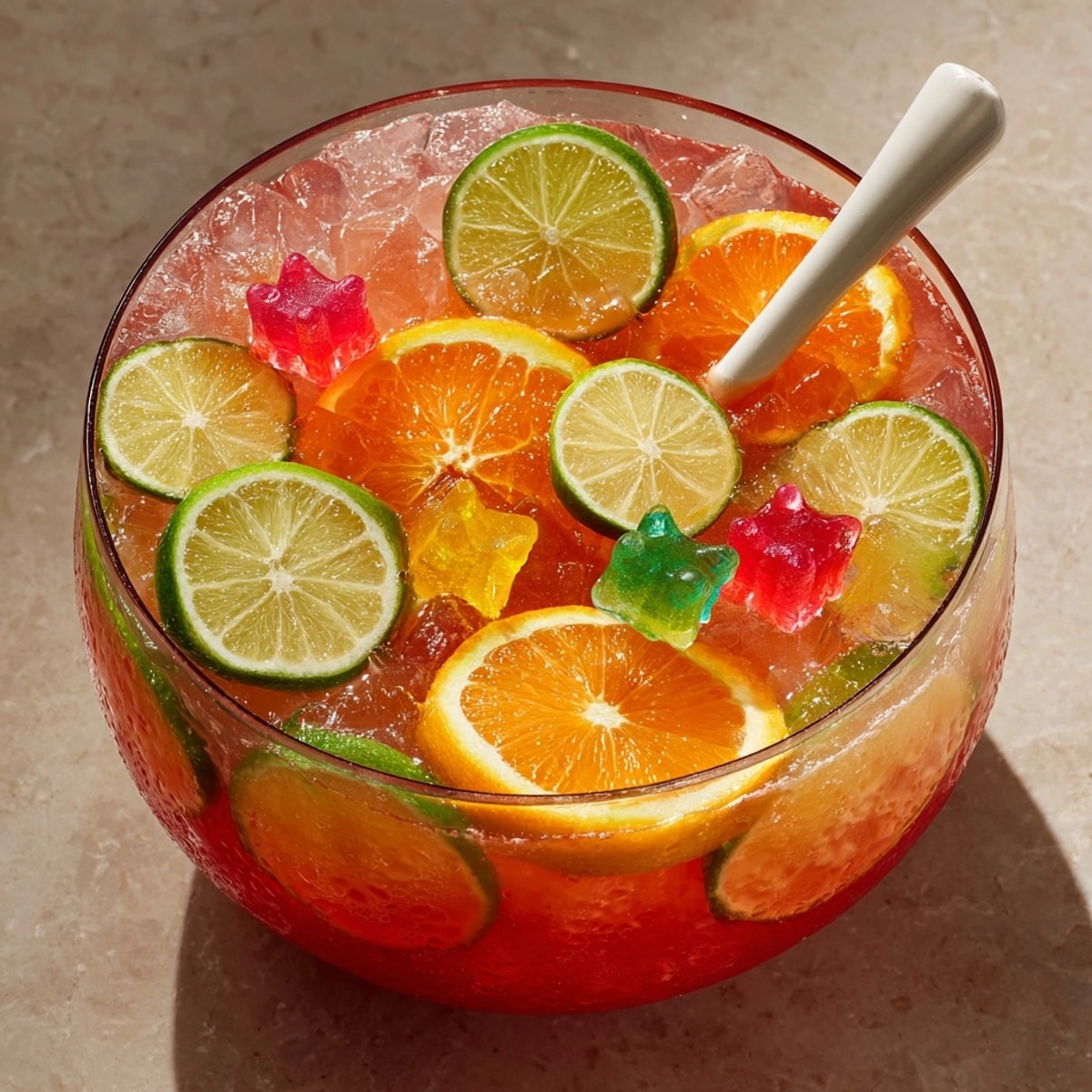 Frothy Witch’s Brew Party Punch with eerie dry ice fog for a spooky Halloween party.