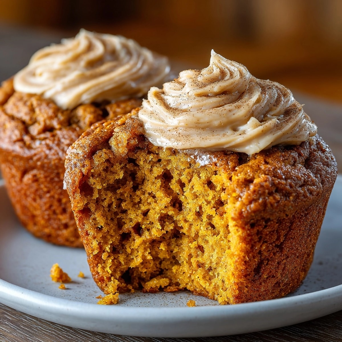 Golden Pumpkin Cornbread Muffins, a fall treat, topped with sweet homemade cinnamon butter.