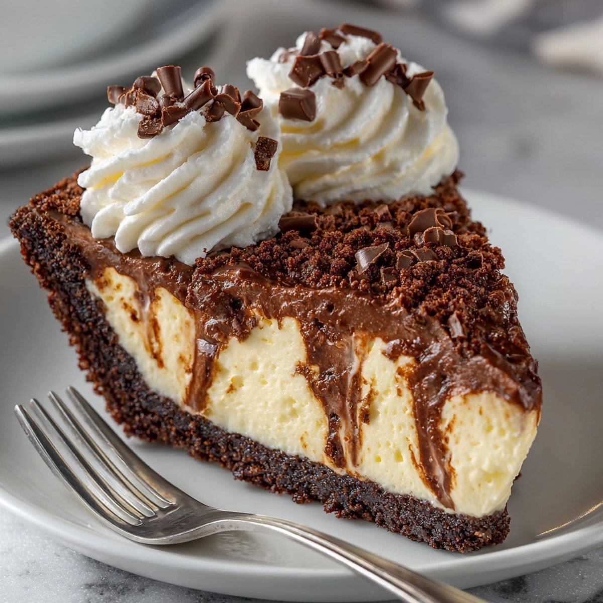 Easy Brandy Alexander Pie recipe, a boozy frozen treat, ready for dessert time.