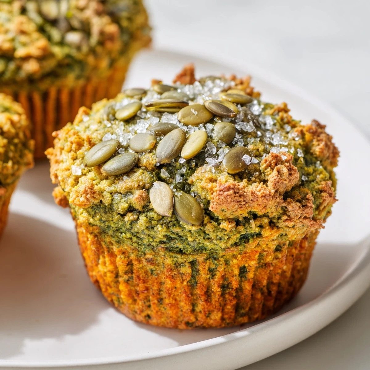 Deliciously fluffy Rustic Matcha Pumpkin Muffins, perfect for breakfast or snacks.  