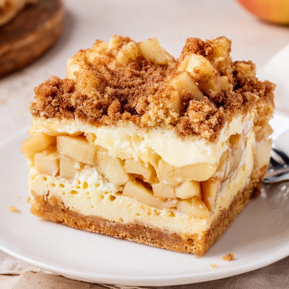 Irresistible Cinnamon Apple Cheesecake Soda Bars served chilled, perfect for any gathering.