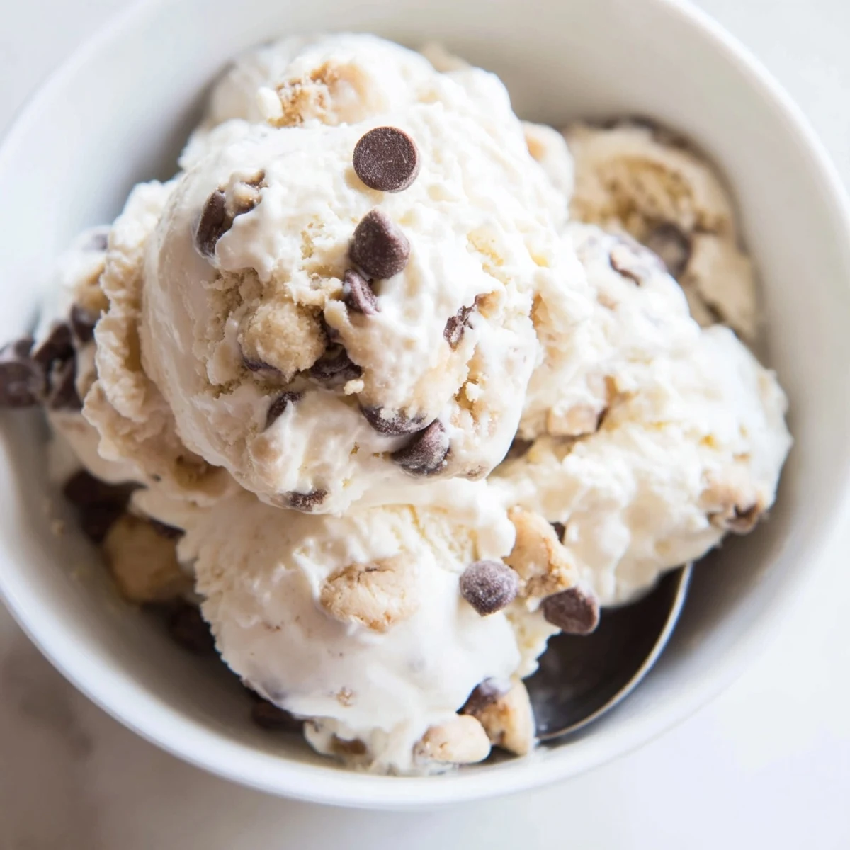 Indulge in cottage cheese ice cream blended with soft cookie dough and chocolate chips.