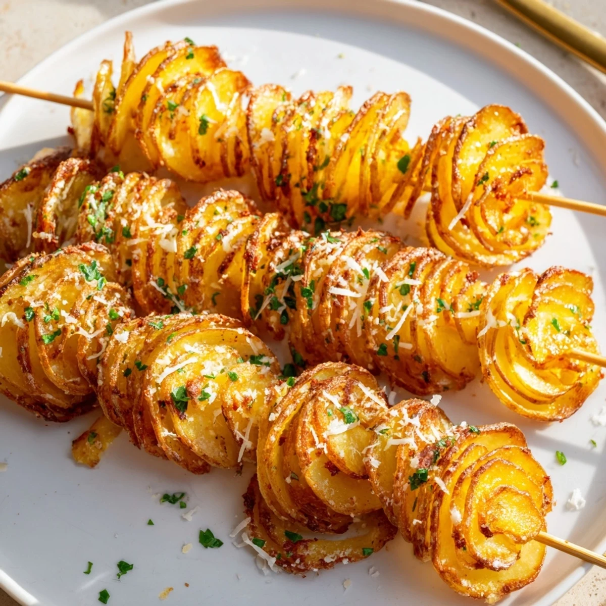 Crispy Air-Fryer Tornado Potatoes, perfectly spiraled and seasoned for ultimate flavor.  