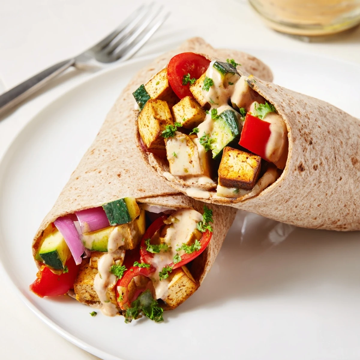 A vibrant Vegan Viral Recipe Re-make featuring roasted tofu and fresh vegetables.  