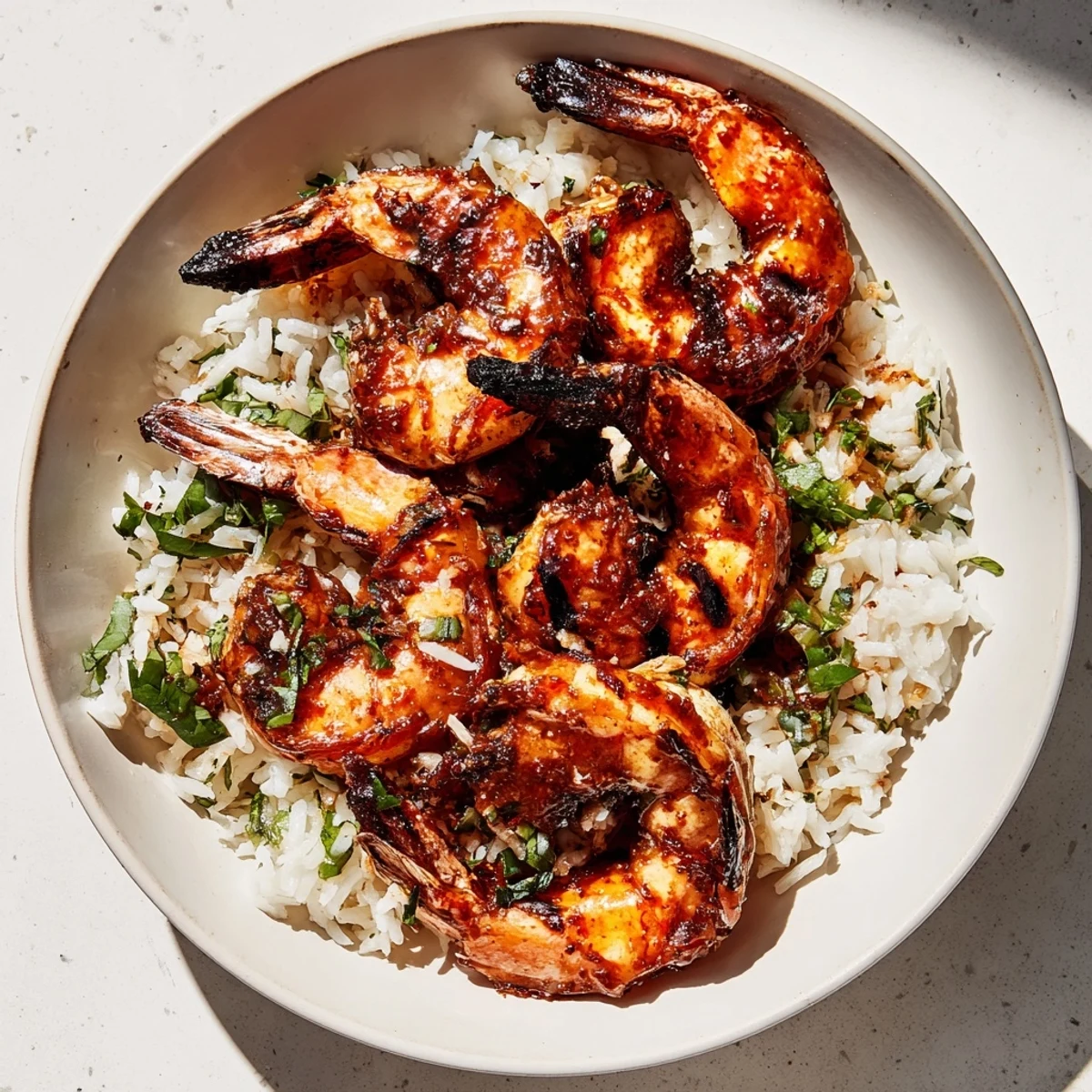 Chipotle Lime Grilled Shrimp served on vibrant cilantro rice, a flavorful and zesty main course.
