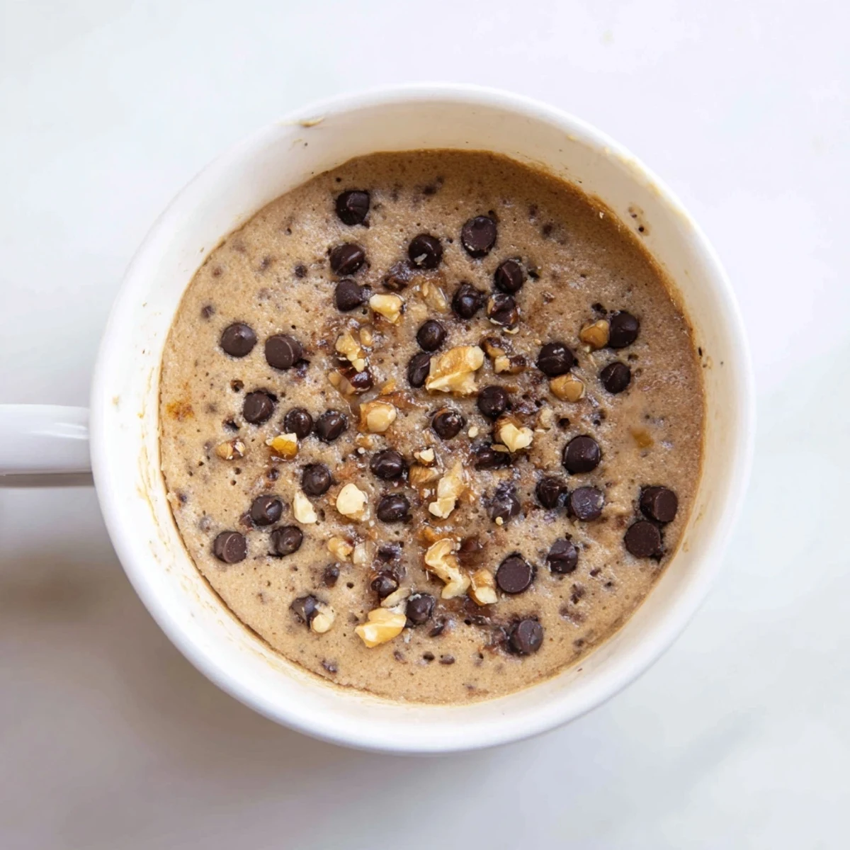 Fluffy and rich chocolate microwaved mug cake, showcasing a perfect single serving dessert experience.