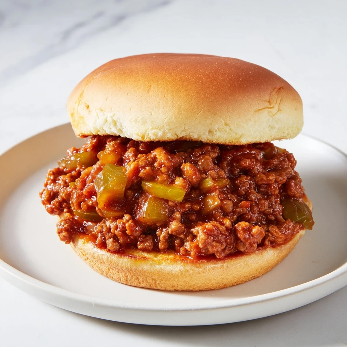 Steaming, juicy Sloppy Joes piled high on toasted buns, ready for a comforting American meal.
