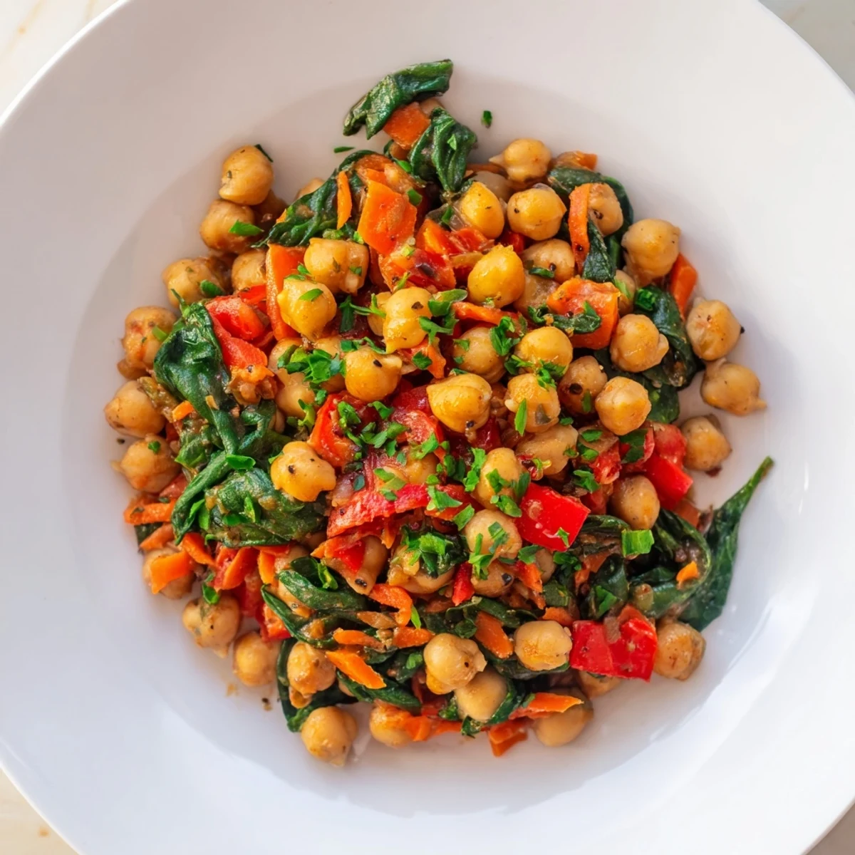 Vegetarian Chickpea Spinach Skillet