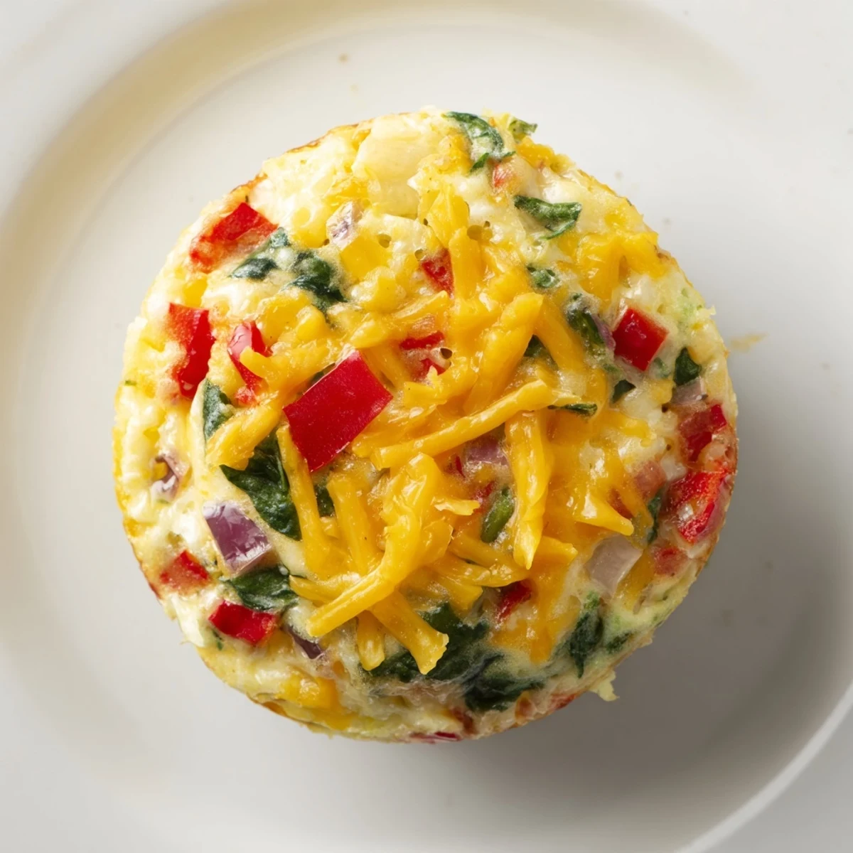 Warm, fluffy Easy Christmas Morning Egg Muffins brimming with cheddar, peppers and spinach.