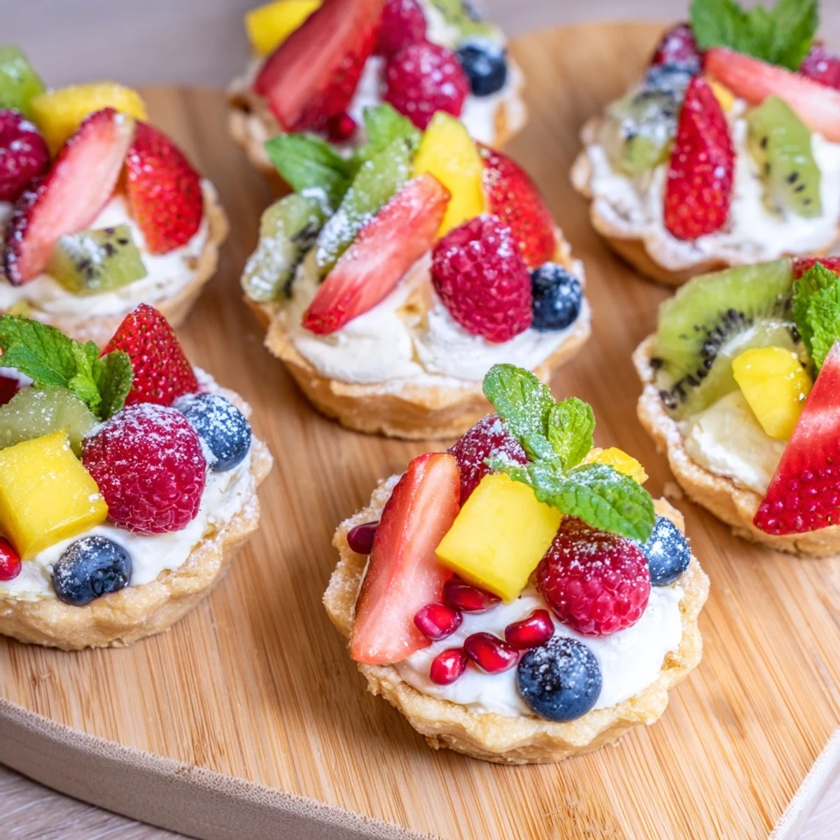 Vibrant and colorful Heart Shaped Fruit Tart Board with juicy strawberries, raspberries, and kiwi slices.