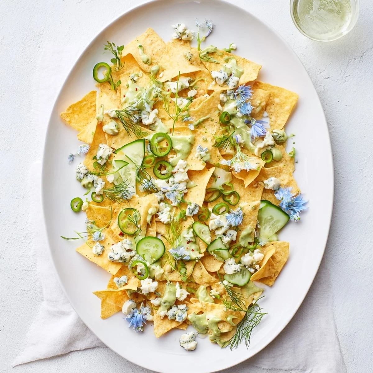 Visually stunning "Deep Sea Ocean Wave," a party-ready platter featuring swirling green and blue foods, creating ocean vibes.