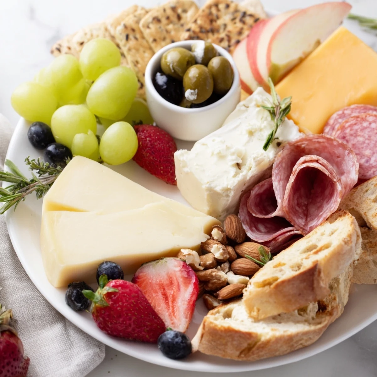 This Quick Charcuterie Snack Board features a variety of tasty cheeses and salami, perfect for a gathering.