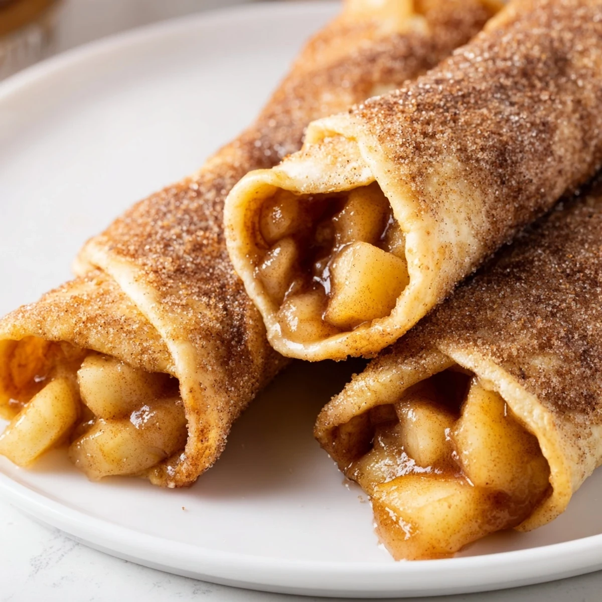Delicious Apple Pie Roll-Ups: perfectly rolled and baked, ideal for a quick dessert or snack.