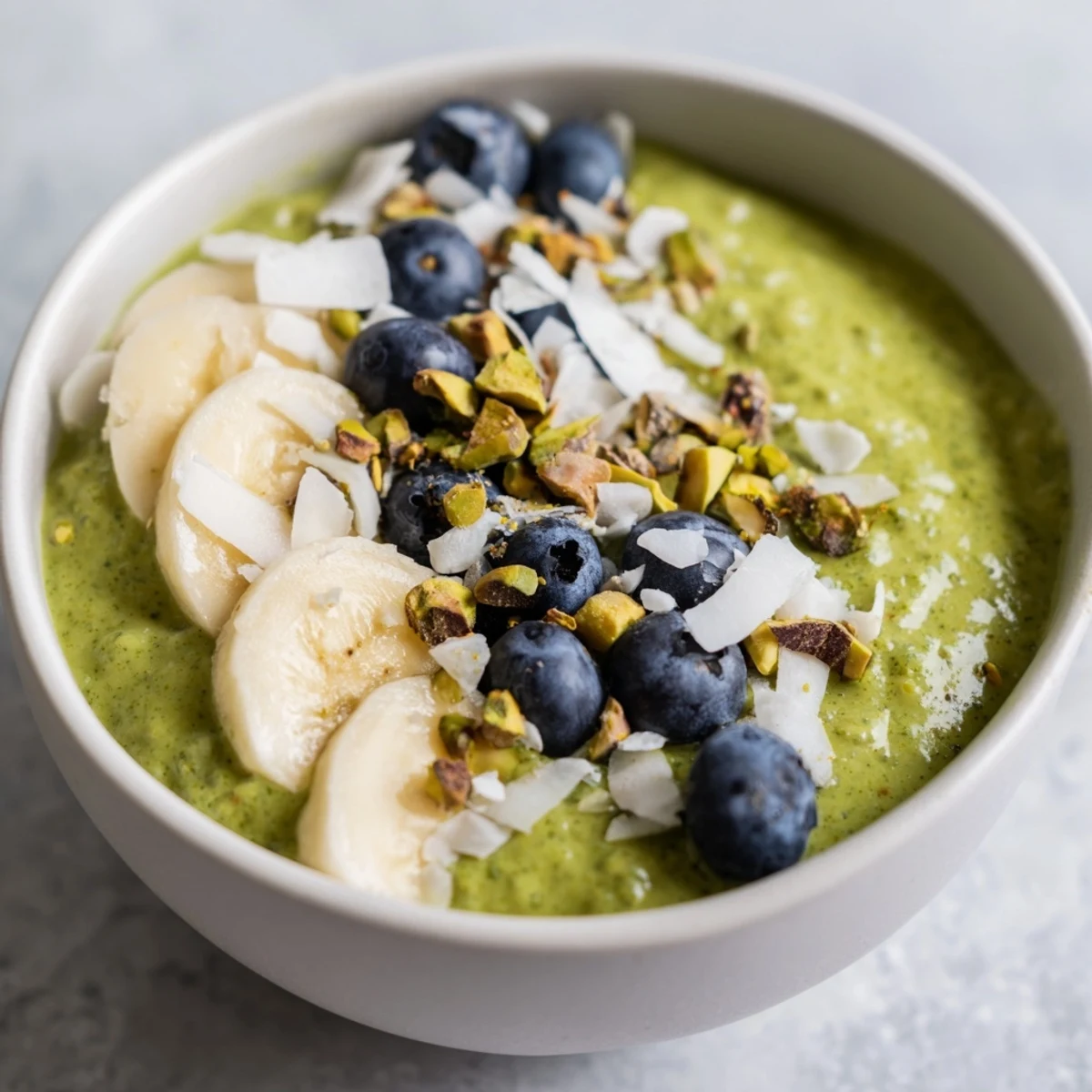 Enjoy a layered jar of Matcha Overnight Oats, beautifully prepared for a quick, grab-and-go meal.