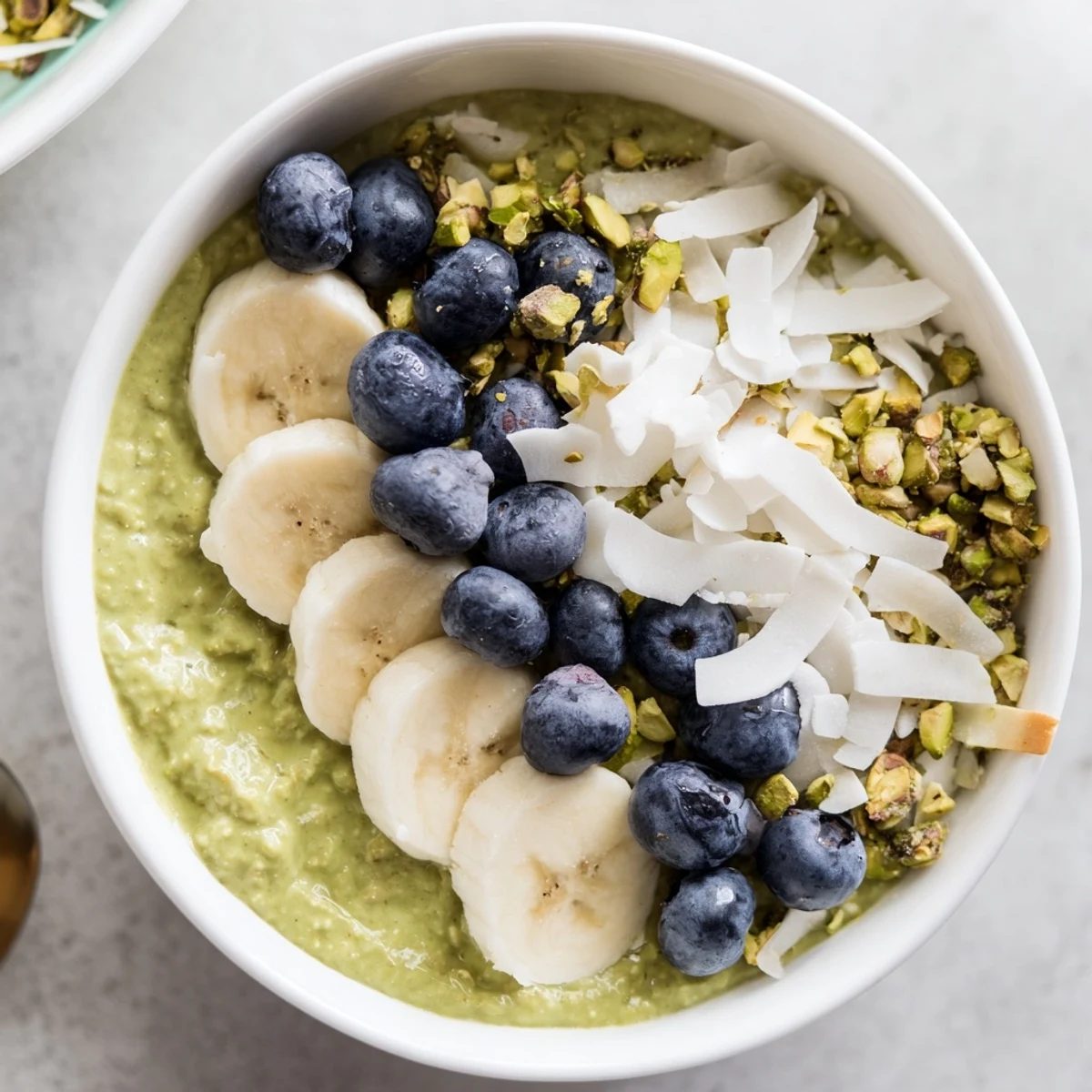This photo displays vibrant green Matcha Overnight Oats, perfect for a refreshing and nutritious start.