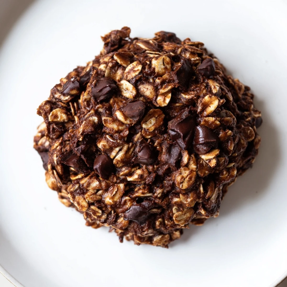 A stack of delicious chocolate oatmeal breakfast cookies, fresh from the oven, offering a delightful aroma.
