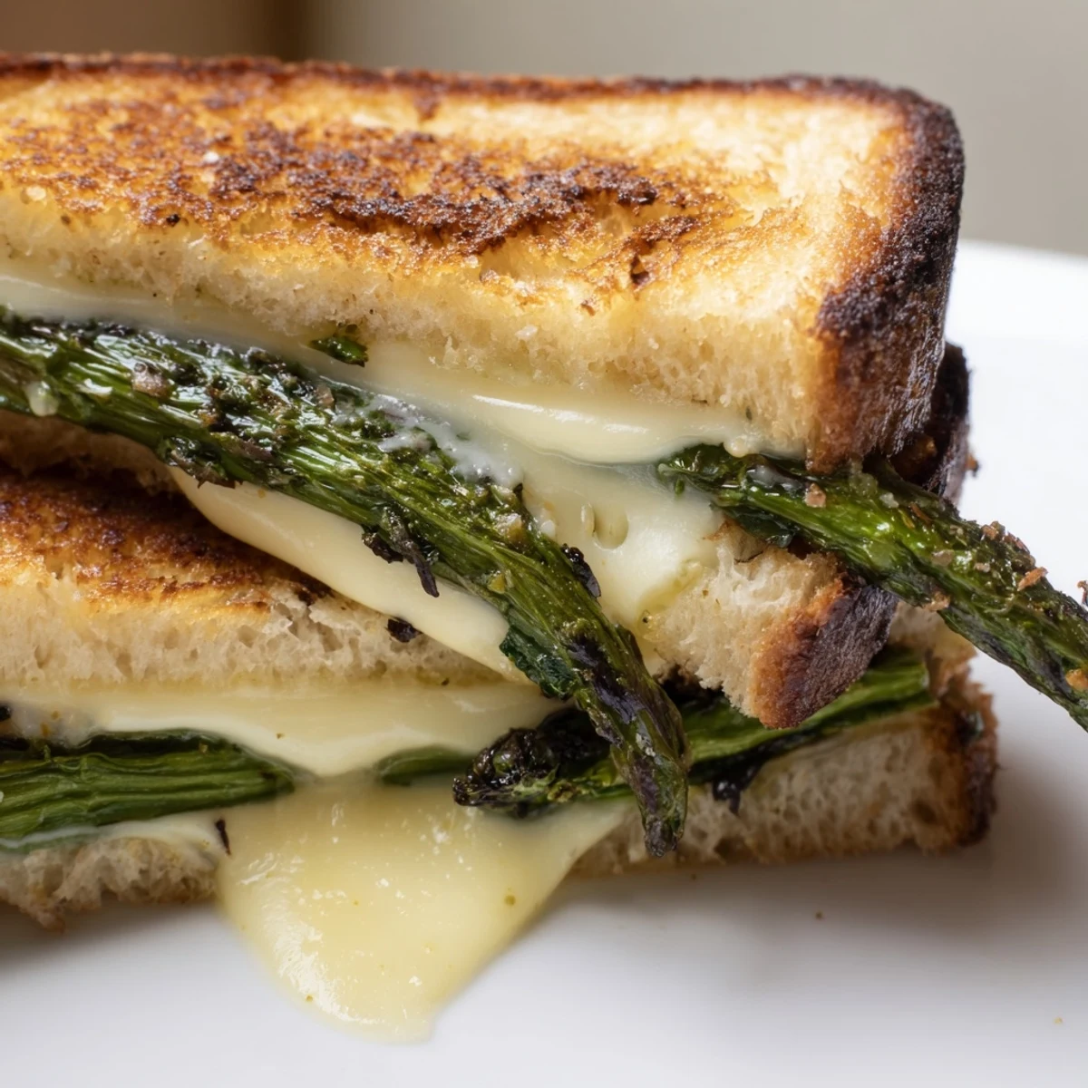 A decadent Asparagus & Brie Grilled Cheese features buttery toasted bread and perfectly charred spears for a satisfying vegetarian meal.