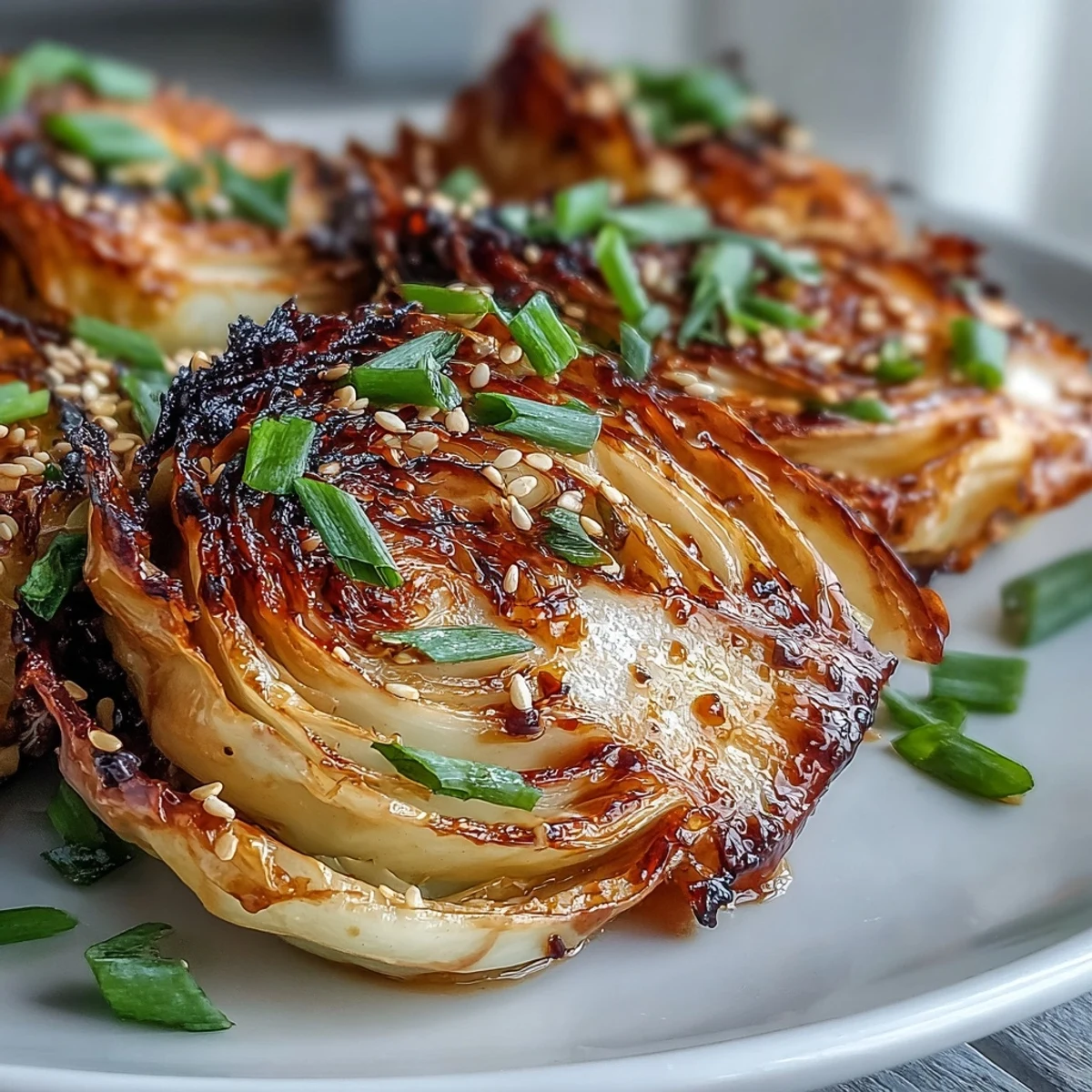 Caramelized Miso Butter Roasted Cabbage Wedges with crispy edges and a buttery, umami glaze.
