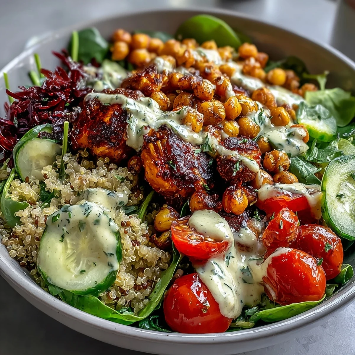 Golden roasted sweet potatoes and crunchy chickpeas mingle with greens in this nourishing, protein-packed vegetarian Buddha Bowl recipe.