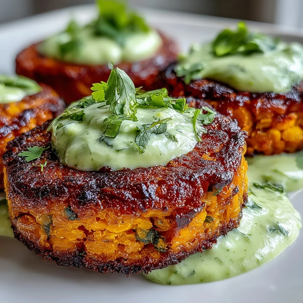 These golden, pan-seared patties sit on a white plate next to fresh lime wedges.