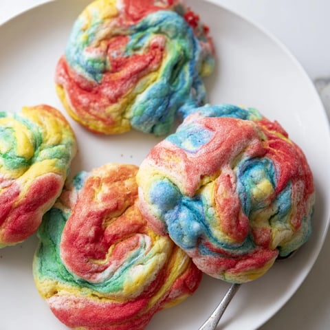 Light and fluffy Cloud Bread Rainbow version, perfect for colorful breakfast treats.  