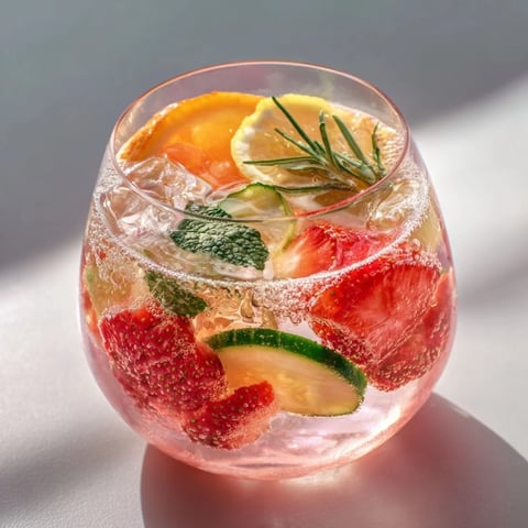 Refreshing water-based mocktails with fresh fruits and mint for a summer delight.  