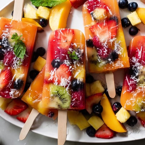 A beautiful Summer Popsicle Board overflowing with colorful popsicles, fruits, and tasty toppings, ready to enjoy.