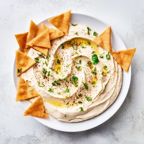 Creamy, sculpted Sahara Dune hummus appetizer served with crispy, dune-shaped pita chips.