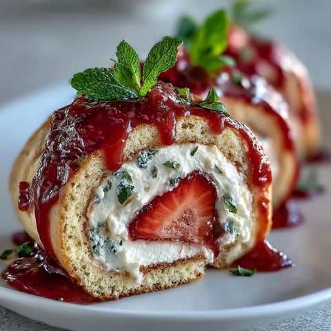 Fork-ready slices of Strawberry Shortcake Sushi Roll reveal creamy whipped cream and fresh berry ribbons inside golden crepes.