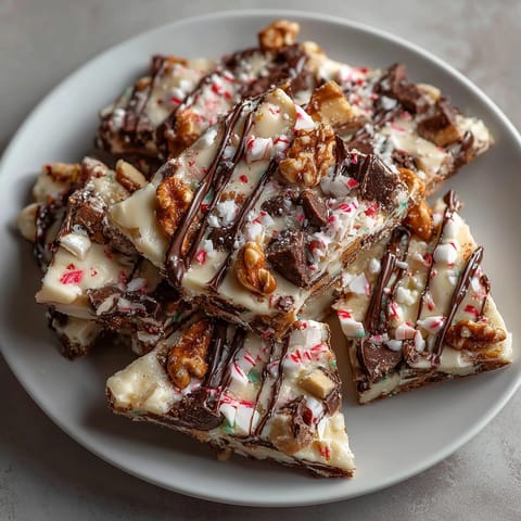 Imagine the sweet treat: a plate of Peppermint Chaos Cookie Brittle, perfect for gifting.
