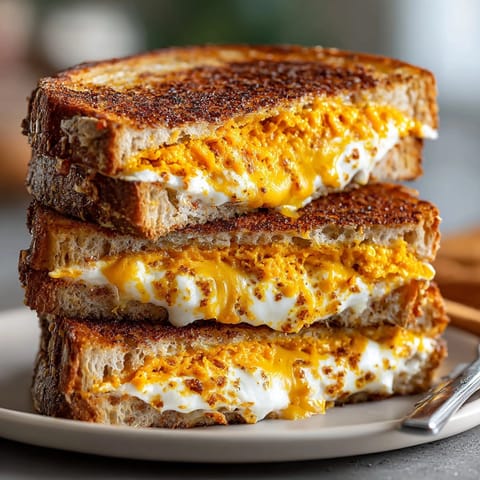 Melting cheddar cheese oozes from this delicious Halloween Pumpkin Spice Grilled Cheese, a perfect fall comfort food.