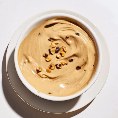 Homemade Espresso Cashew Butter—sees the vibrant swirl, sweet and earthy in color.