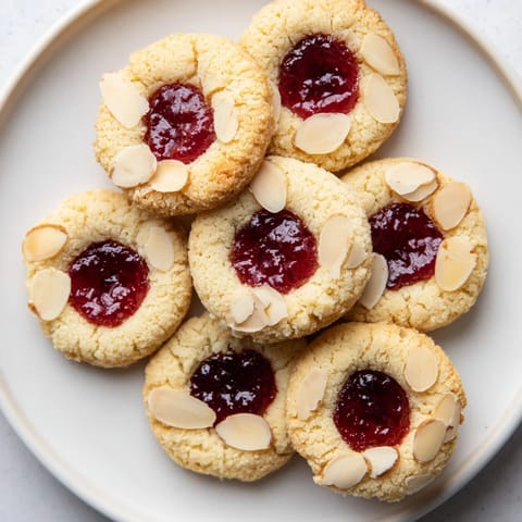 Cherry Almond Thumbprint Cookies