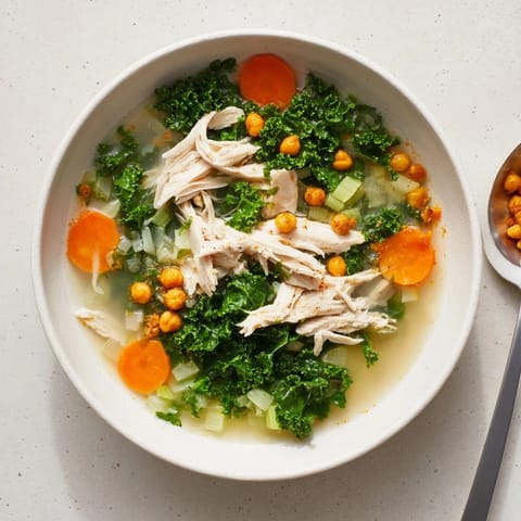 Chicken Kale Soup Crispy Chickpeas