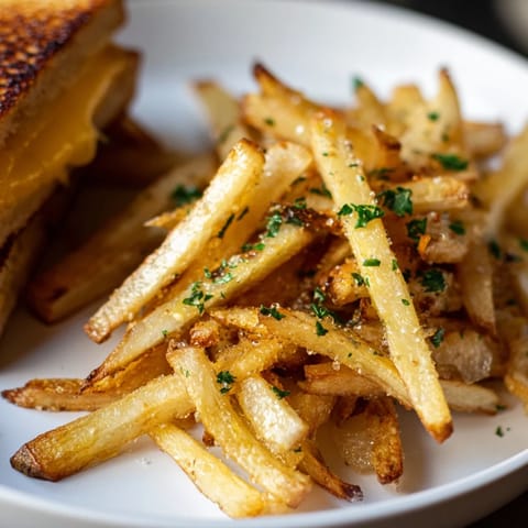 Sizzling close-up of a Beef Tallow French Fries Grilled Cheese, showing irresistible golden, toasted bread and fries.