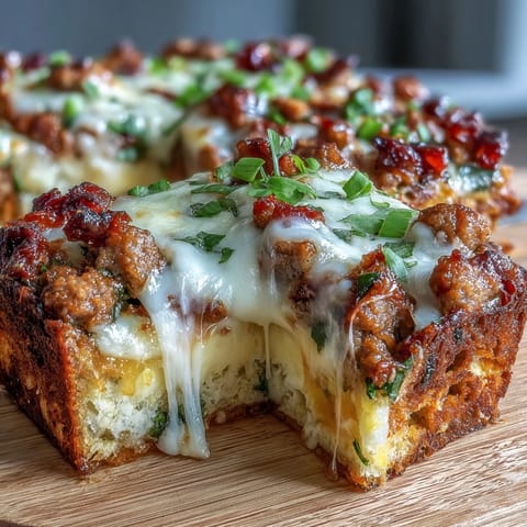 Plated Keto Sausage and Egg Breakfast Bake with peppers and fresh parsley garnish.