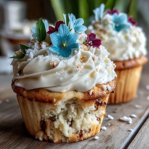 Baby in Bloom Cupcakes with Edible Flower Toppers: delicate vanilla cupcakes topped with smooth buttercream and fresh edible flowers.