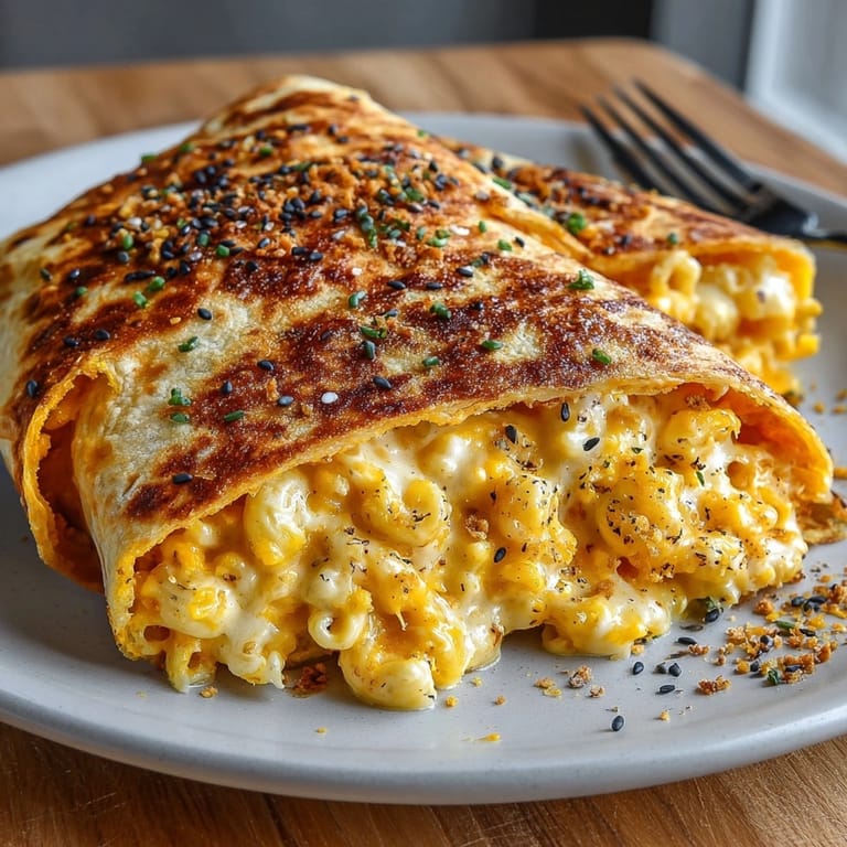 Enjoy a close-up of perfectly rolled Halloween Orange Cheddar Mac Wraps with a sprinkle of cheese.