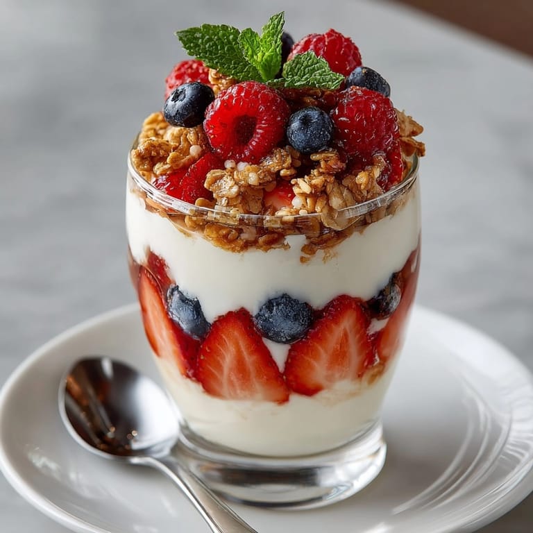Vibrant Ricotta Berry Parfait with sweet ricotta, mixed berries, and a touch of honey.