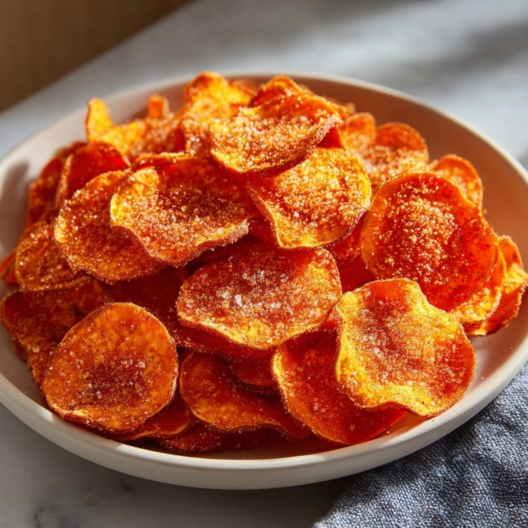 Homemade cinnamon sugar Air-Fryer Sweet Potato Chips, a simple sweet snack recipe.