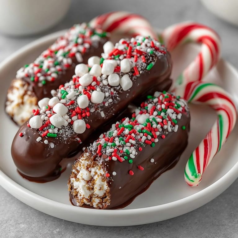 Homemade Chocolate-Dipped Candy Canes, cooling on parchment, festive and ready to serve.