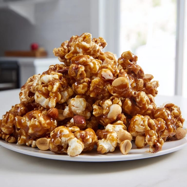 Homemade Caramel Apple Cracker Jacks, a sweet autumn snack with crunchy apple chips.