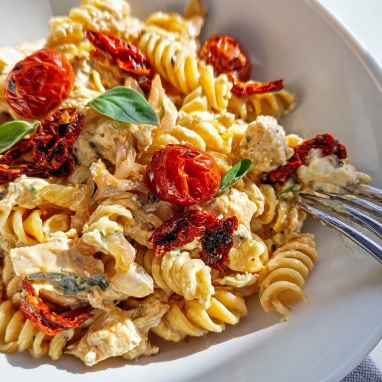 Delicious Baked Feta Pasta, bursting with savory flavors and golden cheese goodness.  