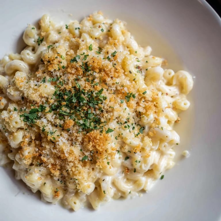 This decadent Truffle Macaroni & Cheese boasts a rich cheese sauce and a crispy breadcrumb topping.