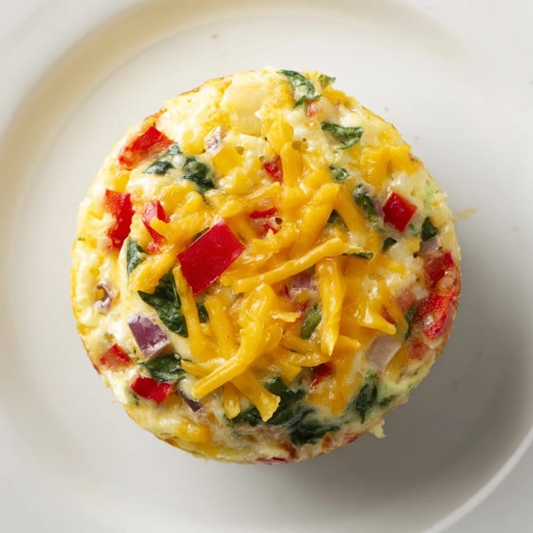 Warm, fluffy Easy Christmas Morning Egg Muffins brimming with cheddar, peppers and spinach.