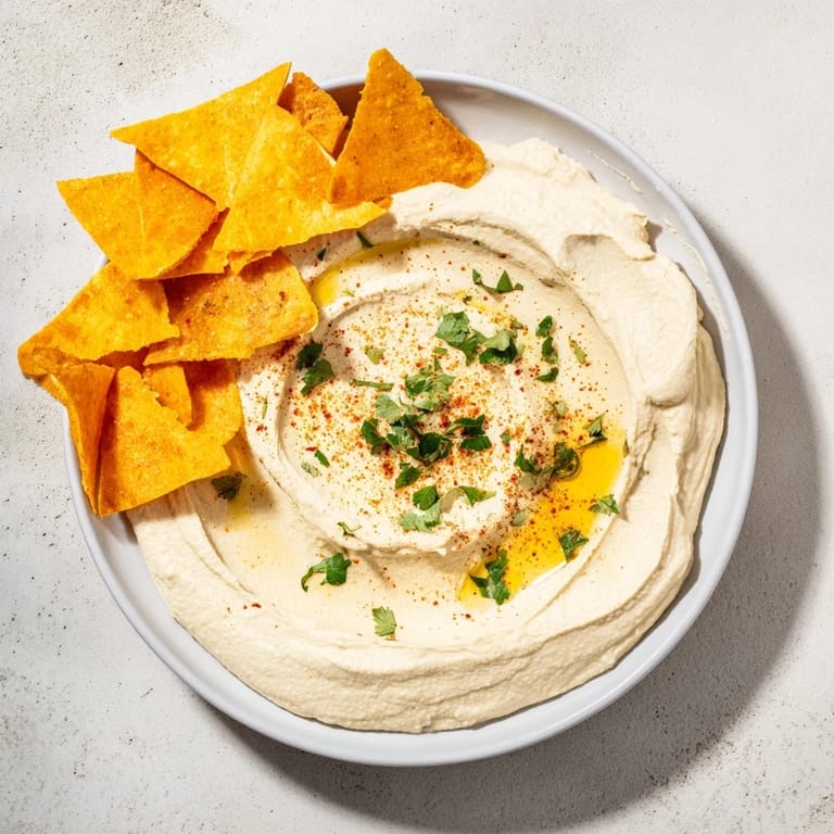 Beautifully plated Sahara Dune, a Middle Eastern appetizer perfect for sharing with friends.