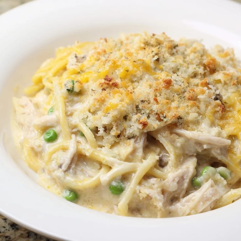 This hot-from-the-oven Turkey Tetrazzini features a rich, cheesy sauce and tender pieces of savory poultry.