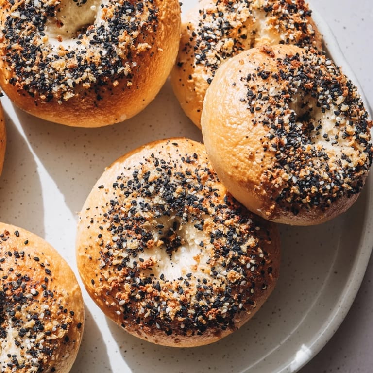 Warm and savory, these homemade Everything Bagel Yogurt Bagels feature a crispy exterior.