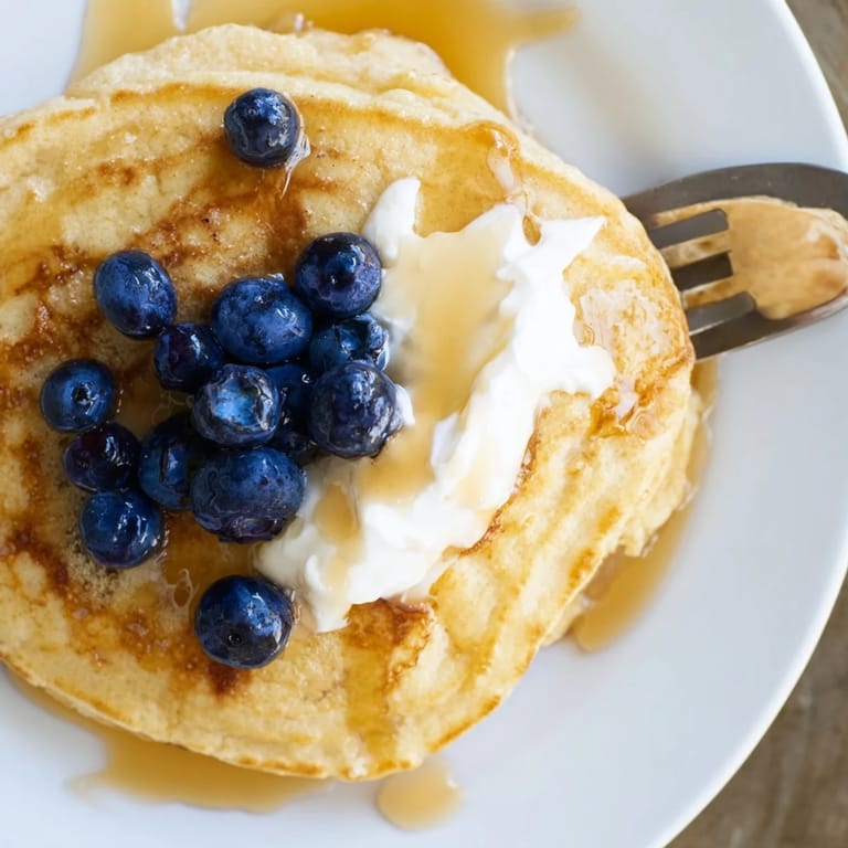 A stack of delicious cottage cheese pancakes, perfectly browned, ready to be drizzled with honey.