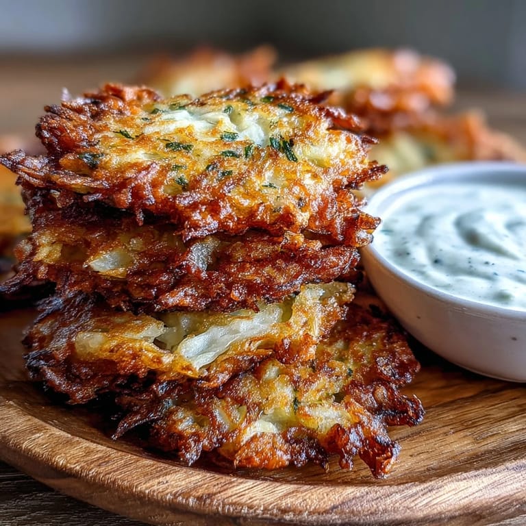Freshly fried Cabbage Fritters With Dipping Sauce steam on a wooden board, perfect for a quick vegetarian snack or light dinner party appetizer.